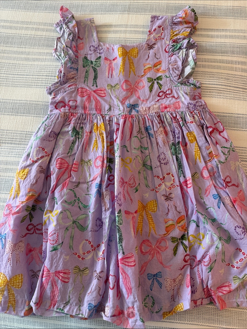 Pink Chicken Lavender Bow Print Ruffle Dress